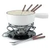 Swissmar Lugano 9-Piece Cast Iron Fondue Set | Matte White