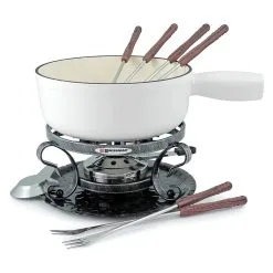 Swissmar Lugano 9-Piece Cast Iron Fondue Set | Matte White