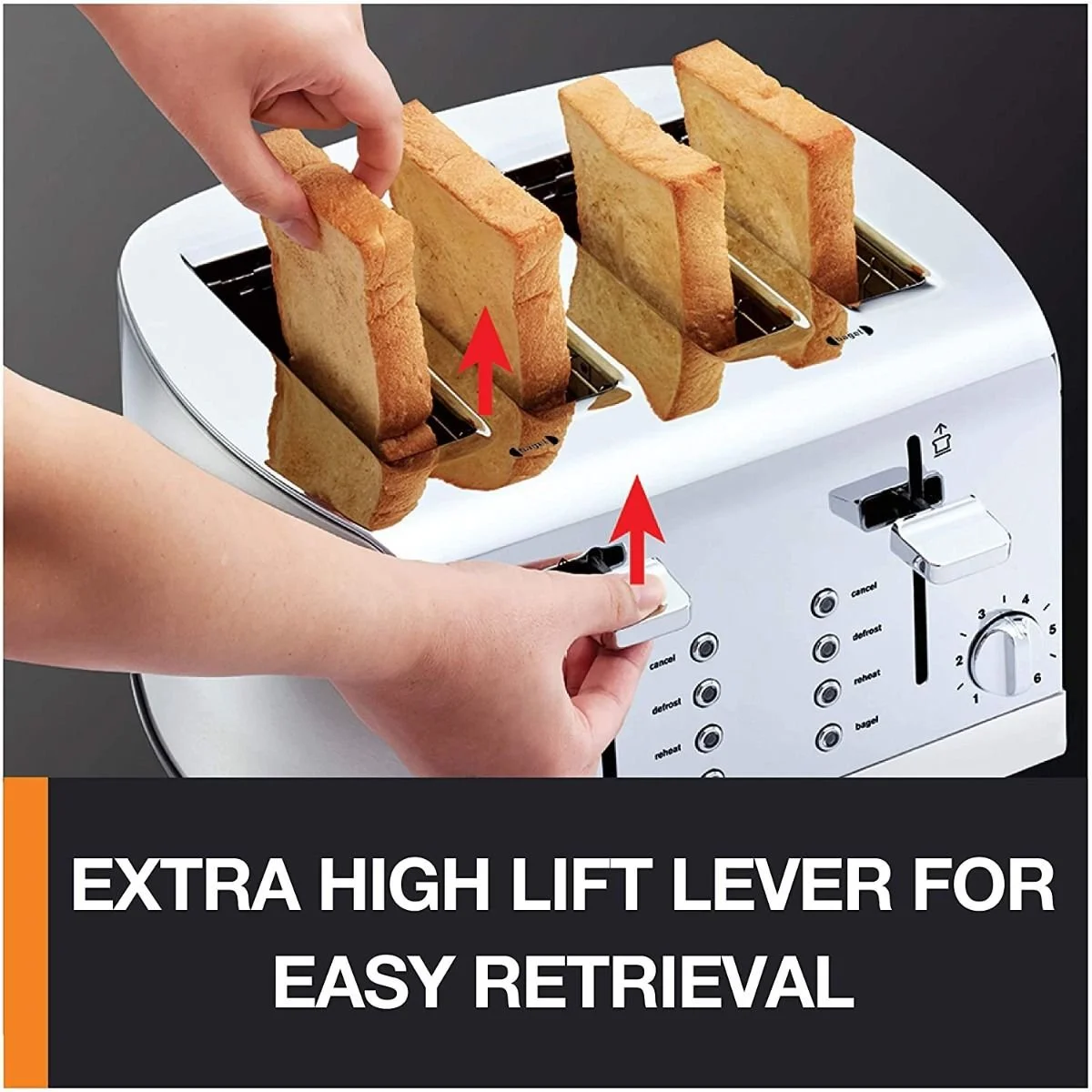 Krups 4-Slice Breakfast Toaster | Brushed Chrome & Stainless Steel 4 Krups 4-Slice Breakfast Toaster | Brushed Chrome & Stainless Steel - Image 2