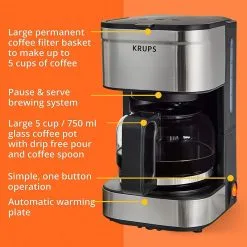 Krups Simply Brew 5-Cup Drip Coffee Maker | Stainless Steel 15 Krups Simply Brew 5-Cup Drip Coffee Maker | Stainless Steel -Deals Coffee & Espresso Store 81fn sa3eml. ac sl1500