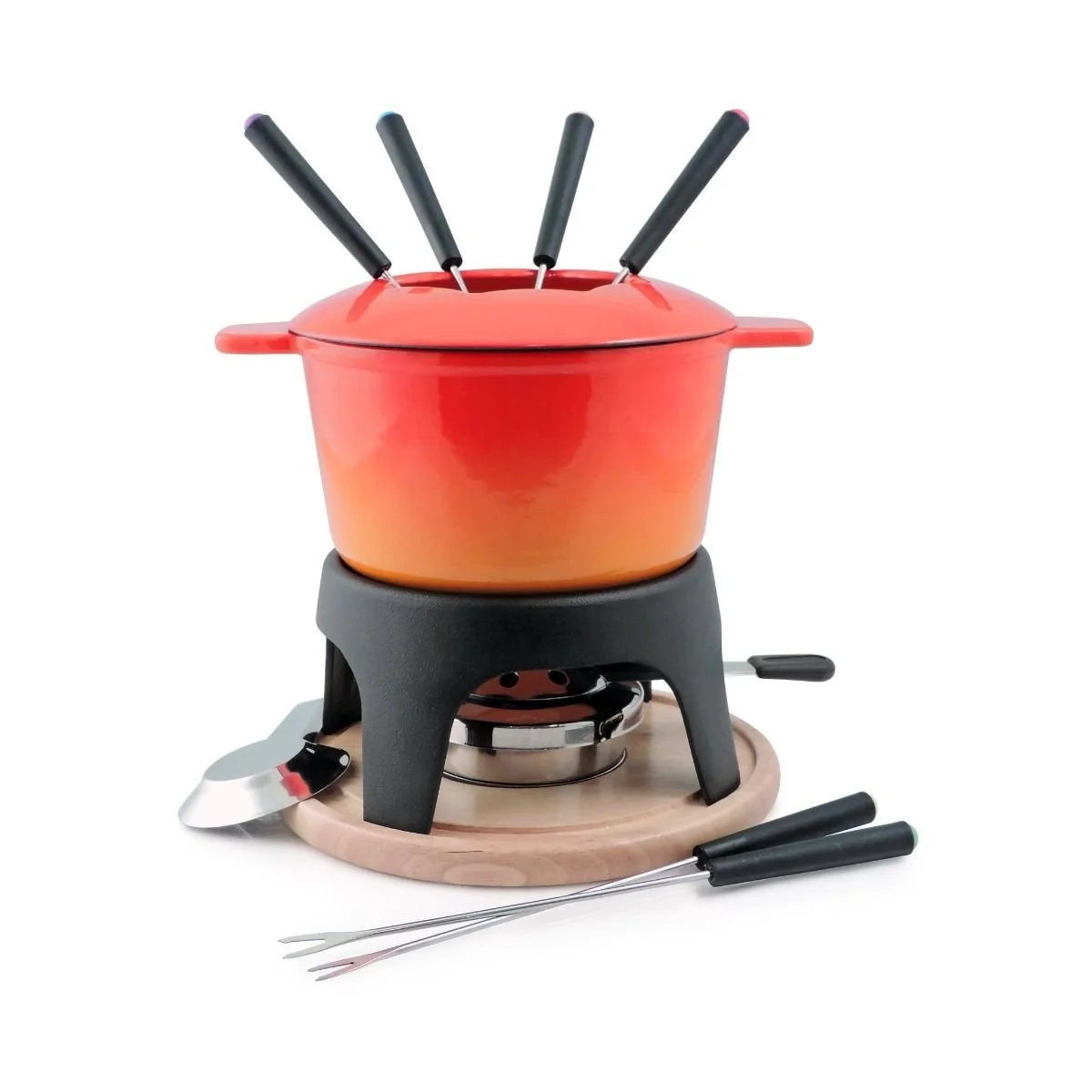Swissmar Sierra 11-Piece Cast Iron Fondue Set | Orange