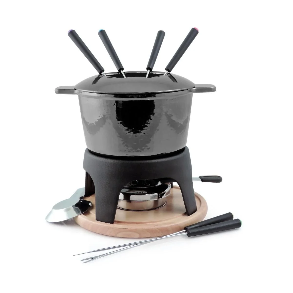 Swissmar Sierra 11-Piece Cast Iron Fondue Set | Metallic Black 3 Swissmar Sierra 11-Piece Cast Iron Fondue Set | Metallic Black