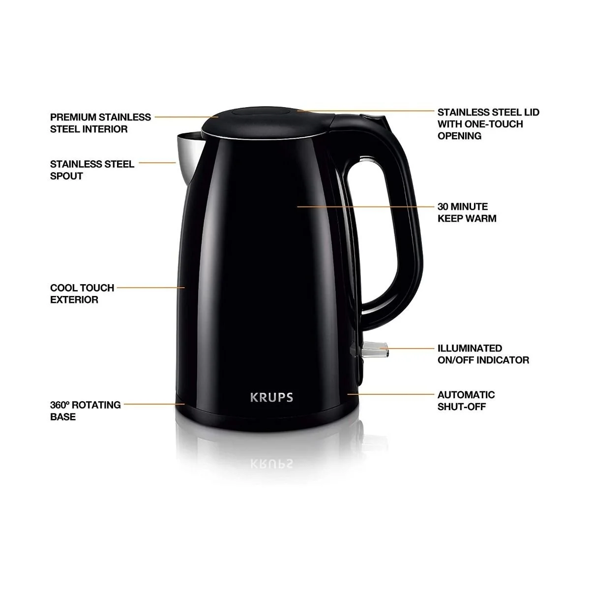 Krups 10-Cup Cool Touch Kettle With Heat Protection | Black 4 Krups 10-Cup Cool Touch Kettle With Heat Protection | Black - Image 2