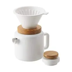Deals Coffee & Espresso Store 48 BonJour 4-Cup Stoneware Pour-Over Set | Matte White