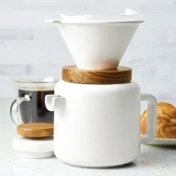 BonJour 4-Cup Stoneware Pour-Over Set | Matte White -Deals Coffee & Espresso Store pourover2