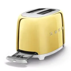 SMEG 2-Slice Toaster | Gold -Deals Coffee & Espresso Store tsf01gous gold 2 slice toaster with removable crumb tray