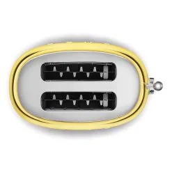 SMEG 2-Slice Toaster | Gold -Deals Coffee & Espresso Store tsf01gous smeg 2 slice toaster gold top view