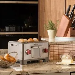 Wolf Gourmet 4-Slice Toaster | Red Knobs -Deals Coffee & Espresso Store wgtr104s lifestyle 2000
